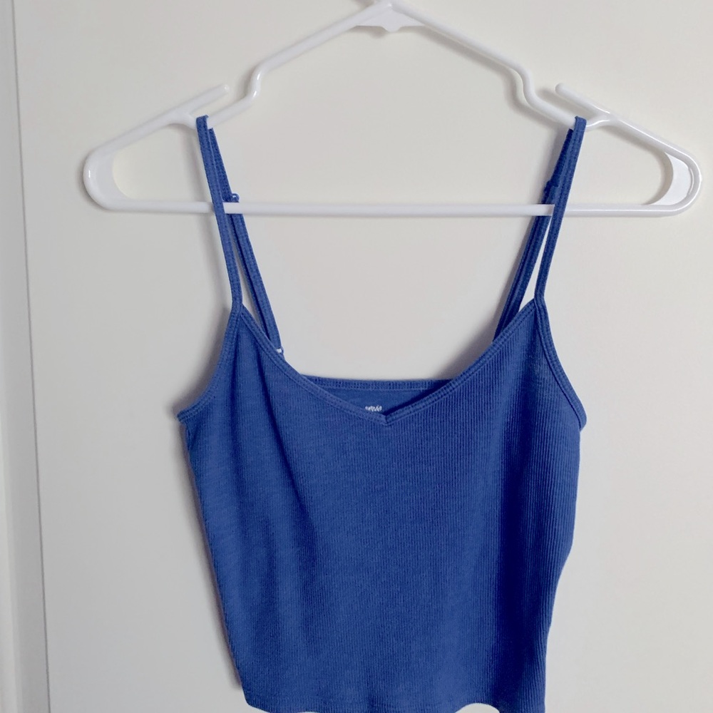 Aerie small blue cropped v neck tank, super soft and comfy